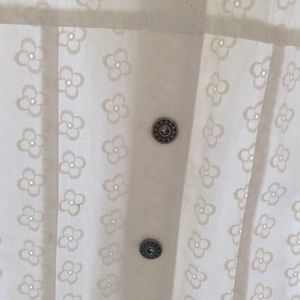 Jean Jacket Embroidered Eyelet Flowers Pure White
